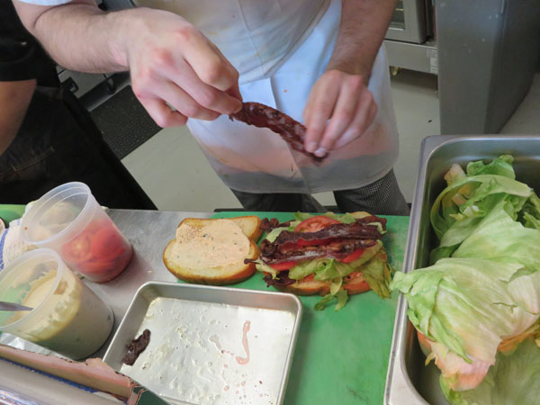 prep bacon on sandwich